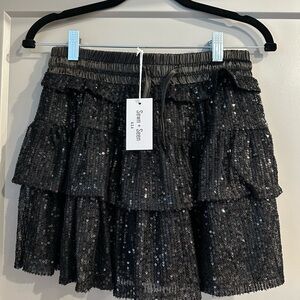 Elegant Black Sequin Mini Skort